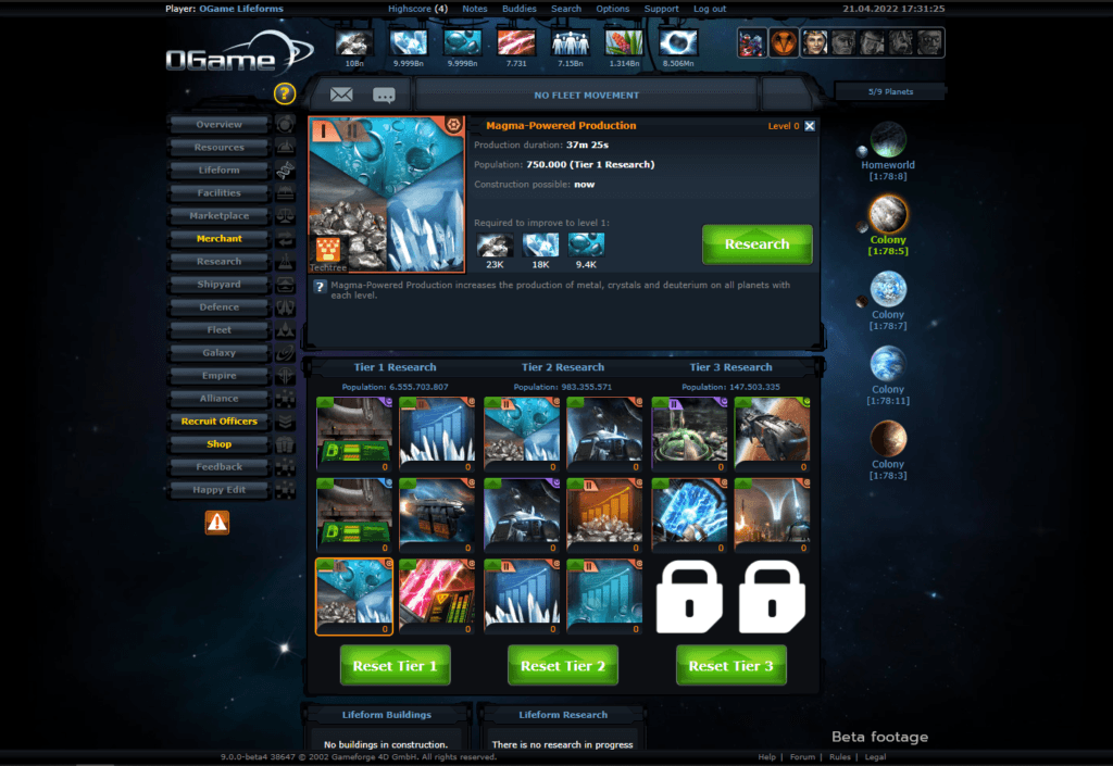 Tech tree variation2 production selected